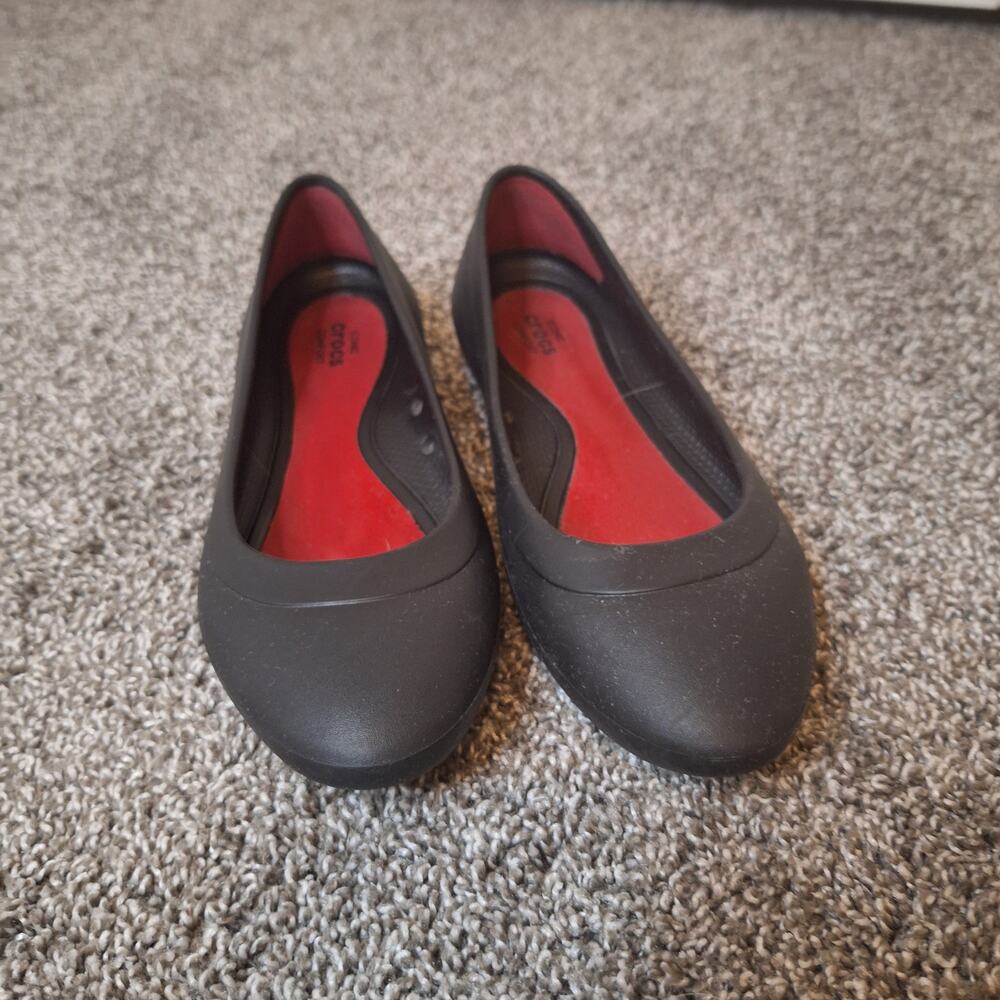 Crocs Lina womens 6 black flats pointed toe work professional shoes